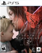 Das Bild zeigt das Cover des Videospiels „Death Stranding 2: On the Beach“ für die PlayStation 5. Es ist künstlerisch gestaltet und zeigt eine emotionale Szene, in der ein Charakter, der an einen Protagonisten des Spiels erinnert, einen süßen, kleinen Charakter, wahrscheinlich ein Kind, küsst. Der Titel und das Veröffentlichungsdatum sind prominent auf dem Cover platziert, und das Design vermittelt eine Mischung aus Melancholie und Abenteuer, was dem typischen Stil der Death Stranding-Reihe entspricht.