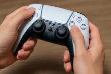 Das Bild zeigt einen Gamecontroller in den Händen einer Person. Der Controller hat ein modernes Design und verfügt über analoge Sticks sowie mehrere Tasten auf der Vorderseite. Die Person scheint bereit zu sein, das Spiel zu starten. Der Controller hat eine weiße und schwarze Farbgebung, typisch für die PlayStation-Konsolen. Der Fokus liegt auf der Ergonomie und dem Design des Controllers, der leicht in den Händen gehalten wird. Das Bild zeigt einen Gamecontroller in den Händen einer Person. Der Controller hat ein modernes Design und verfügt über analoge Sticks sowie mehrere Tasten auf der Vorderseite. Die Person scheint bereit zu sein, das Spiel zu starten. Der Controller hat eine weiße und schwarze Farbgebung, typisch für die PlayStation-Konsolen. Der Fokus liegt auf der Ergonomie und dem Design des Controllers, der leicht in den Händen gehalten wird.