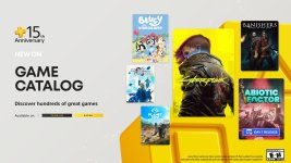 Das Bild zeigt eine farbenfrohe Anordnung von Spielcovern, die die neuen Titel im Game Catalog für PlayStation Plus im Juli 2025 präsentieren. Im Mittelpunkt steht das Cover von Cyberpunk 2077, flankiert von weiteren Spielen wie Bluey: The Videogame, Banishers: Ghosts of New Eden, Abiotic Factor und Planet Zoo. Der Hintergrund ist schlicht und hell, während die Spielcover lebendige Farben haben, die den aufregenden Charakter der Spiele betonen. In einer Ecke wird das 15. Jubiläum von PlayStation Plus gefeiert, was die besondere Bedeutung dieses Monats unterstreicht. Das Bild zeigt eine farbenfrohe Anordnung von Spielcovern, die die neuen Titel im Game Catalog für PlayStation Plus im Juli 2025 präsentieren. Im Mittelpunkt steht das Cover von Cyberpunk 2077, flankiert von weiteren Spielen wie Bluey: The Videogame, Banishers: Ghosts of New Eden, Abiotic Factor und Planet Zoo. Der Hintergrund ist schlicht und hell, während die Spielcover lebendige Farben haben, die den aufregenden Charakter der Spiele betonen. In einer Ecke wird das 15. Jubiläum von PlayStation Plus gefeiert, was die besondere Bedeutung dieses Monats unterstreicht.