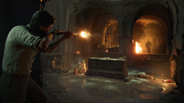 Das Bild zeigt eine actionreiche Szene aus dem Spiel Mafia: The Old Country. Ein Charakter mit einem Gewehr richtet sein Augenmerk auf einen Gegner, während in der Umgebung Chaos herrscht. Flammen und Rauch fügen der Szenerie eine dramatische Atmosphäre hinzu, und im Hintergrund sind weitere Figuren sowie eine düstere, architektonische Kulisse zu sehen. Die Stimmung ist angespannt und vermittelt das Gefühl von Gefahr und Intensität, was typisch für die Welt der Mafia ist. Die Grafik und die Detailtreue der Darstellung unterstreichen das Next-Gen-Gameplay. Das Bild zeigt eine actionreiche Szene aus dem Spiel Mafia: The Old Country. Ein Charakter mit einem Gewehr richtet sein Augenmerk auf einen Gegner, während in der Umgebung Chaos herrscht. Flammen und Rauch fügen der Szenerie eine dramatische Atmosphäre hinzu, und im Hintergrund sind weitere Figuren sowie eine düstere, architektonische Kulisse zu sehen. Die Stimmung ist angespannt und vermittelt das Gefühl von Gefahr und Intensität, was typisch für die Welt der Mafia ist. Die Grafik und die Detailtreue der Darstellung unterstreichen das Next-Gen-Gameplay.