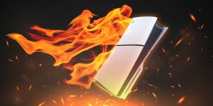Das Bild zeigt eine PlayStation 5-Konsole, die von lodernden Flammen umgeben ist. Die Konsole schwebt im Zentrum, während die Flammen dynamisch und lebhaft um sie herum tanzen. Der Hintergrund ist dunkel, was den Kontrast zu den intensiven Farben des Feuers verstärkt und eine energetische Atmosphäre schafft. Die Darstellung vermittelt das Gefühl von Geschwindigkeit und Aufregung, passend zu den kommenden Gaming-Releases.