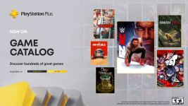 Das Bild zeigt eine Ankündigung für neue Spiele im PlayStation Plus Game Catalog für den Monat September. Im Vordergrund sind mehrere Spieletitel abgebildet, darunter WWE 2K25, Persona 5 Tactica, Green Hell, Fate/Samurai Remnant, Crow Country und The Invincible. Die Gestaltung ist modern und ansprechend, mit einem klaren Fokus auf die neuesten Spiele und deren verschiedenen Genres, die von Wrestling über Strategie bis hin zu Horror reichen. Oben steht der Titel PlayStation Plus, während im Hintergrund eine Vielzahl von Spielgrafiken angedeutet wird. Die Ankündigung vermittelt eine aufregende und vielfältige Gaming-Erfahrung für die Mitglieder.