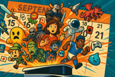 Das Bild zeigt eine lebendige, dynamische Illustration, die das aufregende Gaming-Angebot im September darstellt. Im Vordergrund sind verschiedene Charaktere zu sehen, die eine Vielzahl von Emotionen und Aktivitäten ausdrücken, wie Angst, Abenteuerlust und Freude. Diese Charaktere repräsentieren unterschiedliche Videospiele und Genres, von klassischen RPG-Elementen bis hin zu modernen, cartoonhaften Designs. Im Hintergrund ist ein Kalender erkennbar, der die Tage vom 15. bis 21. September anzeigt, um die bevorstehenden Spielveröffentlichungen zu betonen. Die Szene ist mit bunten Explosionen und symbolischen Elementen gefüllt, die die Energie und Vielfältigkeit der kommenden Spiele widerspiegeln. Das Bild zeigt eine lebendige, dynamische Illustration, die das aufregende Gaming-Angebot im September darstellt. Im Vordergrund sind verschiedene Charaktere zu sehen, die eine Vielzahl von Emotionen und Aktivitäten ausdrücken, wie Angst, Abenteuerlust und Freude. Diese Charaktere repräsentieren unterschiedliche Videospiele und Genres, von klassischen RPG-Elementen bis hin zu modernen, cartoonhaften Designs. Im Hintergrund ist ein Kalender erkennbar, der die Tage vom 15. bis 21. September anzeigt, um die bevorstehenden Spielveröffentlichungen zu betonen. Die Szene ist mit bunten Explosionen und symbolischen Elementen gefüllt, die die Energie und Vielfältigkeit der kommenden Spiele widerspiegeln.