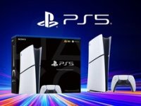 Das Bild zeigt die neue PS5 Slim Digital Edition von Sony, die elegant in einem modernen Design präsentiert wird. Die Konsole hat ein matte Oberfläche und ist in Weiß und Schwarz gehalten, dazu gibt es einen passenden Controller. Im Hintergrund ist eine dynamische Farbgebung zu sehen, die die technischen Aspekte und Innovationsgeist von Sony unterstreicht. Die Konsole ist für Gamer interessant, die auf der Suche nach einer verbesserten Version der PlayStation 5 sind, trotz der reduzierten Speicherkapazität.