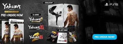 Das Bild zeigt eine Ankündigung für das Yakuza Series 20th Anniversary Bundle, das am 8. Dezember für die PlayStation 5 veröffentlicht wird. Im Bundle sind drei Spiele enthalten: Yakuza 0, Yakuza Kiwami und Yakuza Kiwami 2, sowie ein exklusives Steelbook und Art Cards. Der visuelle Stil ist ansprechend und die Präsentation wirkt dynamisch, was die aufregende Atmosphäre der Spielreihe unterstreicht. Es wird auf die neuen Features und den verbesserten technischen Aspekt der Spiele hingewiesen, was sowohl alte Fans als auch Neueinsteiger anspricht. Das Bild zeigt eine Ankündigung für das Yakuza Series 20th Anniversary Bundle, das am 8. Dezember für die PlayStation 5 veröffentlicht wird. Im Bundle sind drei Spiele enthalten: Yakuza 0, Yakuza Kiwami und Yakuza Kiwami 2, sowie ein exklusives Steelbook und Art Cards. Der visuelle Stil ist ansprechend und die Präsentation wirkt dynamisch, was die aufregende Atmosphäre der Spielreihe unterstreicht. Es wird auf die neuen Features und den verbesserten technischen Aspekt der Spiele hingewiesen, was sowohl alte Fans als auch Neueinsteiger anspricht.