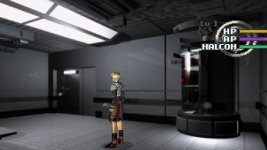 Das Bild zeigt eine Szene aus einem Videospiel mit einem Charakter, der in einem futuristischen Raum steht. Der Raum ist einfach gestaltet, mit grauen Wänden und einem schlichten Boden. An einer Wand befindet sich ein leuchtendes Gerät, das wahrscheinlich eine Art technisches Element darstellt. Der Charakter hat blondes Haar, trägt eine stylische, technische Ausrüstung und schaut in eine Richtung, während er in einer leicht schrägen Pose steht. Oben im Bild sind Lebens- und Statusanzeigen zu sehen, die typische Elemente aus Rollenspielen darstellen. Diese visuelle Darstellung vermittelt ein Gefühl von Abenteuer in einem Science-Fiction-Setting. Das Bild zeigt eine Szene aus einem Videospiel mit einem Charakter, der in einem futuristischen Raum steht. Der Raum ist einfach gestaltet, mit grauen Wänden und einem schlichten Boden. An einer Wand befindet sich ein leuchtendes Gerät, das wahrscheinlich eine Art technisches Element darstellt. Der Charakter hat blondes Haar, trägt eine stylische, technische Ausrüstung und schaut in eine Richtung, während er in einer leicht schrägen Pose steht. Oben im Bild sind Lebens- und Statusanzeigen zu sehen, die typische Elemente aus Rollenspielen darstellen. Diese visuelle Darstellung vermittelt ein Gefühl von Abenteuer in einem Science-Fiction-Setting.