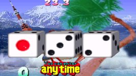 Das Bild zeigt eine stilisierte Darstellung von drei Würfeln. Der mittlere Würfel hat auf einer Seite einen roten Punkt, während die anderen beiden Würfel die klassischen schwarzen Augenzahlen aufweisen. Im Hintergrund sind traumhafte Landschaften mit Bergen und Palmen zu sehen, die eine entspannte, tropische Atmosphäre vermitteln. Unten im Bild steht der Hinweis You can enter anytime, was einen einladenden Charakter hat und den Betrachter dazu anregt, ein Spiel oder eine Herausforderung zu beginnen. Das Bild zeigt eine stilisierte Darstellung von drei Würfeln. Der mittlere Würfel hat auf einer Seite einen roten Punkt, während die anderen beiden Würfel die klassischen schwarzen Augenzahlen aufweisen. Im Hintergrund sind traumhafte Landschaften mit Bergen und Palmen zu sehen, die eine entspannte, tropische Atmosphäre vermitteln. Unten im Bild steht der Hinweis You can enter anytime, was einen einladenden Charakter hat und den Betrachter dazu anregt, ein Spiel oder eine Herausforderung zu beginnen.