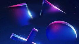 Das Bild zeigt ein modernes, abstraktes Design mit dynamischen, geometrischen Formen in verschiedenen Farbtönen, hauptsächlich in Blau und Lila. Die Formen scheinen sich aus einer Hintergrundtextur zu erheben, die eine spielerische und futuristische Atmosphäre schafft. Diese visuelle Komposition vermittelt ein Gefühl von Energie und Kreativität, ideal für das Thema von PlayStation und Videospielen. Das Design könnte als Hintergrund für Marketingmaterialien oder Promotionen im Gaming-Bereich dienen.