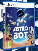 Das Bild zeigt die Verpackung des Spiels Astro Bot für die PlayStation 5. Der Vordergrund ist bunt gestaltet und zeigt den Hauptcharakter, einen kleinen Roboter, der fröhlich in einer Weltraumlandschaft posiert. Um ihn herum sind weitere Roboter und fantasievolle Kreaturen, die den Abenteuergeist des Spiels widerspiegeln. Im Hintergrund sind Planeten und Sterne zu sehen, die eine lebendige Atmosphäre schaffen. Die Schriftzüge auf der Verpackung heben den Titel und das PS5-Logo hervor.