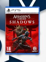 Das Bild zeigt die Verpackung des Spiels Assassin's Creed: Shadows für die PlayStation 5. Der Hintergrund ist in kräftigen Rottönen gehalten und zeigt eine dynamische Szene mit mehreren Charakteren, die im Kampf stehen. Die Verpackung enthält den PS5-Logo und das Ubisoft-Emblem sowie eine Altersfreigabe von 18 Jahren. Der Titel des Spiels ist prominent in weißer Schrift platziert. Der Gesamtlook der Verpackung vermittelt eine spannende und actionreiche Atmosphäre, die das Spiel-Thema unterstreicht.'s Creed: Shadows für die PlayStation 5. Der Hintergrund ist in kräftigen Rottönen gehalten und zeigt eine dynamische Szene mit mehreren Charakteren, die im Kampf stehen. Die Verpackung enthält den PS5-Logo und das Ubisoft-Emblem sowie eine Altersfreigabe von 18 Jahren. Der Titel des Spiels ist prominent in weißer Schrift platziert. Der Gesamtlook der Verpackung vermittelt eine spannende und actionreiche Atmosphäre, die das Spiel-Thema unterstreicht.