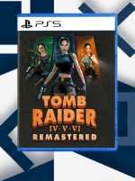 Das Bild zeigt die Verpackung des Remasters von Tomb Raider IV bis VI. Im Vordergrund sind mehrere Darstellung der Protagonistin Lara Croft zu sehen, die in verschiedenen Posen mit unterschiedlichen Outfits abgebildet ist. Die Verpackung hat eine dominierende blaue Umrandung und verkündet den Titel sowie das Remaster-Label in auffälliger Schrift. Im Hintergrund ist ein abstraktes, geometrisches Muster in Blau und Weiß erkennbar, was einen modernen Touch verleiht. Das Gesamtbild vermittelt eine nostalgische Verbindung zur beliebten Game-Reihe, während es gleichzeitig neue Spieler ansprechen soll.