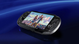 Das Bild zeigt ein Handheld-Gerät mit dem Label PS6 Portable. Auf dem Bildschirm ist eine Spielszenen aus einem Actionspiel zu sehen, in dem zwei Charaktere in einer urbanen Umgebung stehen, umgeben von Wolkenkratzern und einer Küstenlandschaft. Die Steuerungselemente und das Design des Handhelds erinnern an klassische tragbare Spielkonsolen, während der Hintergrund in einem modernen, futuristischen Stil gehalten ist. Das Bild zeigt ein Handheld-Gerät mit dem Label PS6 Portable. Auf dem Bildschirm ist eine Spielszenen aus einem Actionspiel zu sehen, in dem zwei Charaktere in einer urbanen Umgebung stehen, umgeben von Wolkenkratzern und einer Küstenlandschaft. Die Steuerungselemente und das Design des Handhelds erinnern an klassische tragbare Spielkonsolen, während der Hintergrund in einem modernen, futuristischen Stil gehalten ist.