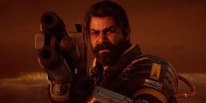 Das Bild zeigt einen muskulösen Charakter mit einem markanten Bart und einem entschlossenen Ausdruck. Er hält zwei große Waffen in der Hand, die seine kampfbereite Haltung unterstreichen. Der Hintergrund ist von einem rötlichen Licht geprägt, das eine düstere, futuristische Atmosphäre schafft. Durch die Kombination aus der kämpferischen Pose und der farblichen Gestaltung wird ein Gefühl von Bedrohung und Action erzeugt, passend zu einem Sci-Fi-Setting. Der Charakter scheint in einer angespannten Situation zu sein, bereit, sich Herausforderungen zu stellen. Das Bild zeigt einen muskulösen Charakter mit einem markanten Bart und einem entschlossenen Ausdruck. Er hält zwei große Waffen in der Hand, die seine kampfbereite Haltung unterstreichen. Der Hintergrund ist von einem rötlichen Licht geprägt, das eine düstere, futuristische Atmosphäre schafft. Durch die Kombination aus der kämpferischen Pose und der farblichen Gestaltung wird ein Gefühl von Bedrohung und Action erzeugt, passend zu einem Sci-Fi-Setting. Der Charakter scheint in einer angespannten Situation zu sein, bereit, sich Herausforderungen zu stellen.