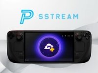 Das Bild zeigt ein Steam Deck, ein tragbares Gaming-Gerät, auf dessen Bildschirm das Logo von PSStream zu sehen ist. Im Hintergrund ist eine minimalistische, helle Oberfläche zu erkennen, die die moderne und ansprechende Ästhetik des Geräts unterstreicht. PSStream wird als innovative Lösung präsentiert, die es Nutzern ermöglicht, PlayStation 5 und PlayStation 4 Spiele auf verschiedenen Geräten zu streamen, ohne eine Konsole zu benötigen. Das Bild vermittelt ein Gefühl von Flexibilität und modernem Gaming.