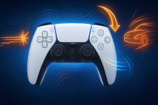 Das Bild zeigt einen PlayStation 5 Controller auf einem stilisierten Hintergrund. Der Controller ist in der Mitte platziert und wird von dynamischen, farbigen Grafiken umgeben, die symbolisch für verschiedene Spielmechaniken stehen. Gelbe und orangefarbene Lichteffekte deuten auf Action und Geschwindigkeit hin, während der gesamte visuelle Stil eine moderne und ansprechende Ästhetik vermittelt. Die Kombination aus dem Controller und den diesen begleitenden Effekten betont die immersive Spielerfahrung, die die PS5 bietet. Das Bild zeigt einen PlayStation 5 Controller auf einem stilisierten Hintergrund. Der Controller ist in der Mitte platziert und wird von dynamischen, farbigen Grafiken umgeben, die symbolisch für verschiedene Spielmechaniken stehen. Gelbe und orangefarbene Lichteffekte deuten auf Action und Geschwindigkeit hin, während der gesamte visuelle Stil eine moderne und ansprechende Ästhetik vermittelt. Die Kombination aus dem Controller und den diesen begleitenden Effekten betont die immersive Spielerfahrung, die die PS5 bietet.