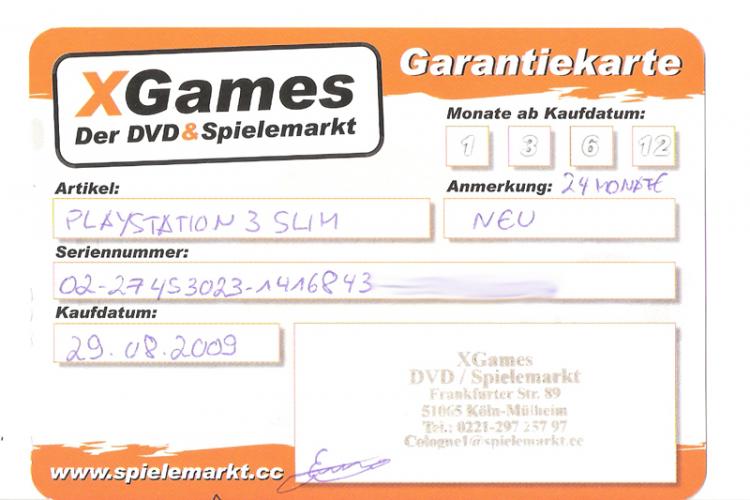 Der Entgültige Beweis - Unsere Garantiekarte von XGames